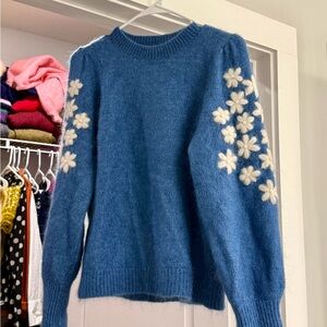 Sézane Luke Jumper in Blue/Ecru